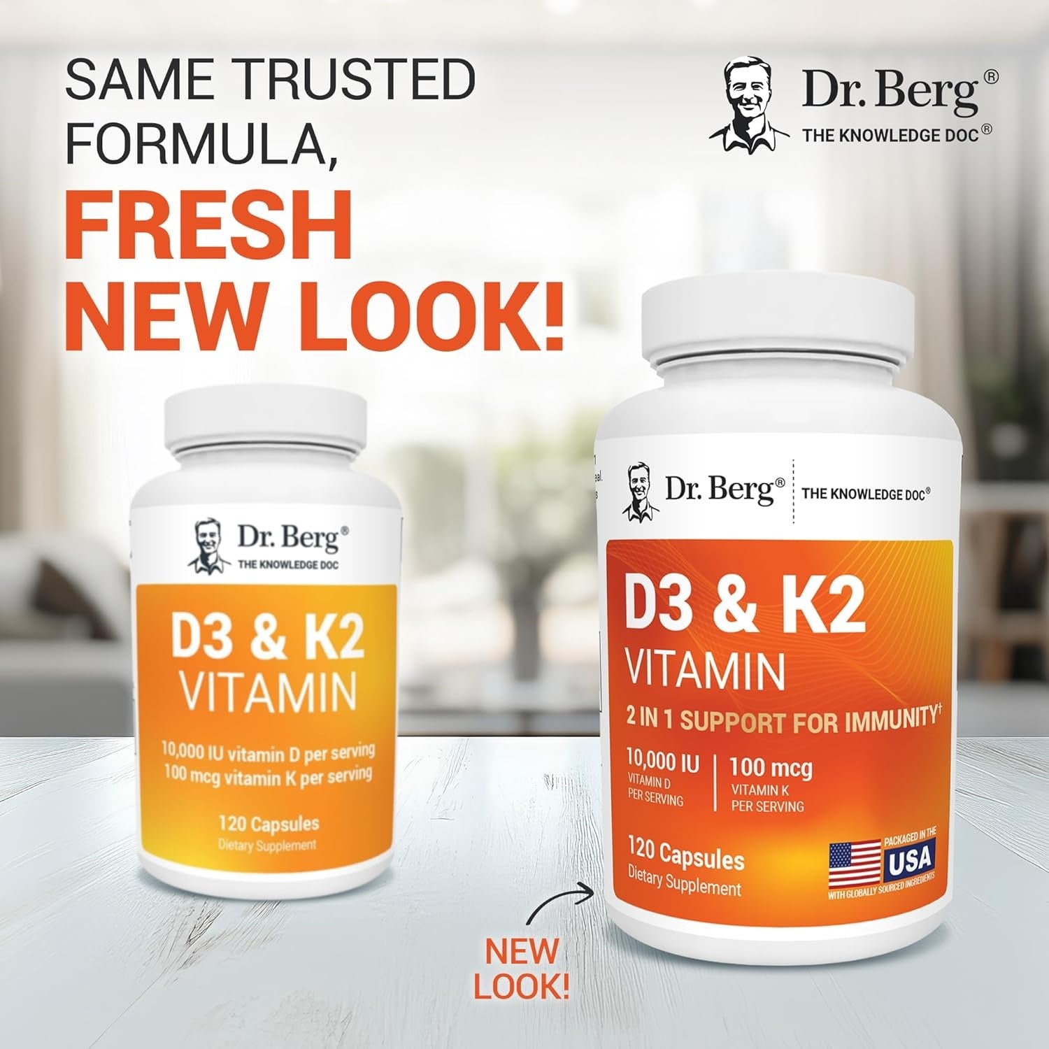 Dr. Berg Maximum Strength 2-in-1 Vitamin D3 K2- 120 Capsules