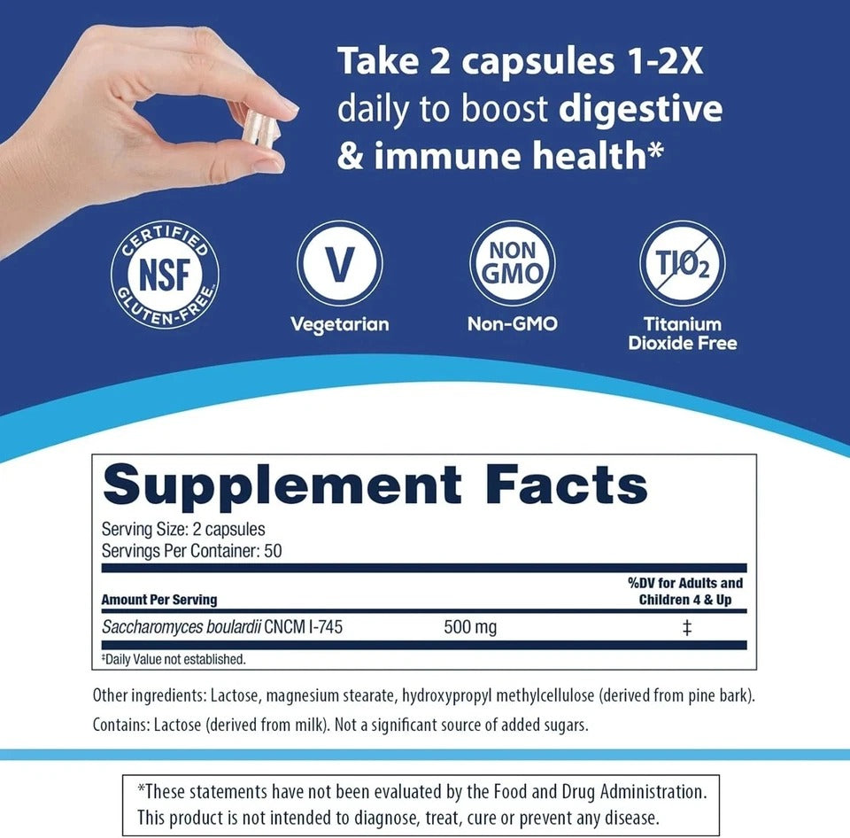 Florastor Probiotic 250mg Daily Probiotic Dietary Supplement