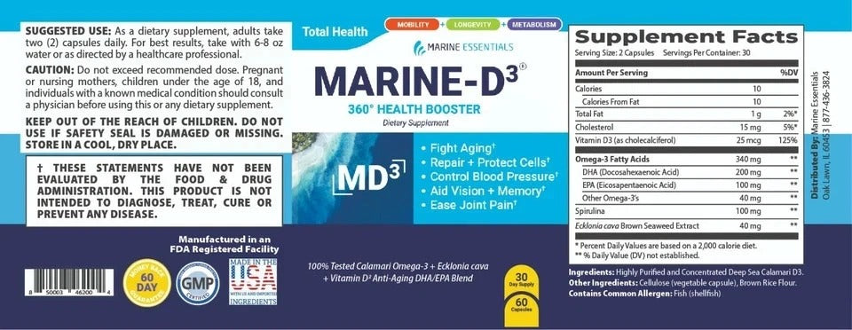 Marine Essentials | Marine-D3 | Anti-Aging (60 Capsules)