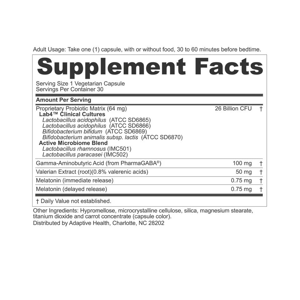 Clinically Validated Probiotics + Sleep Support - 30 Capsules