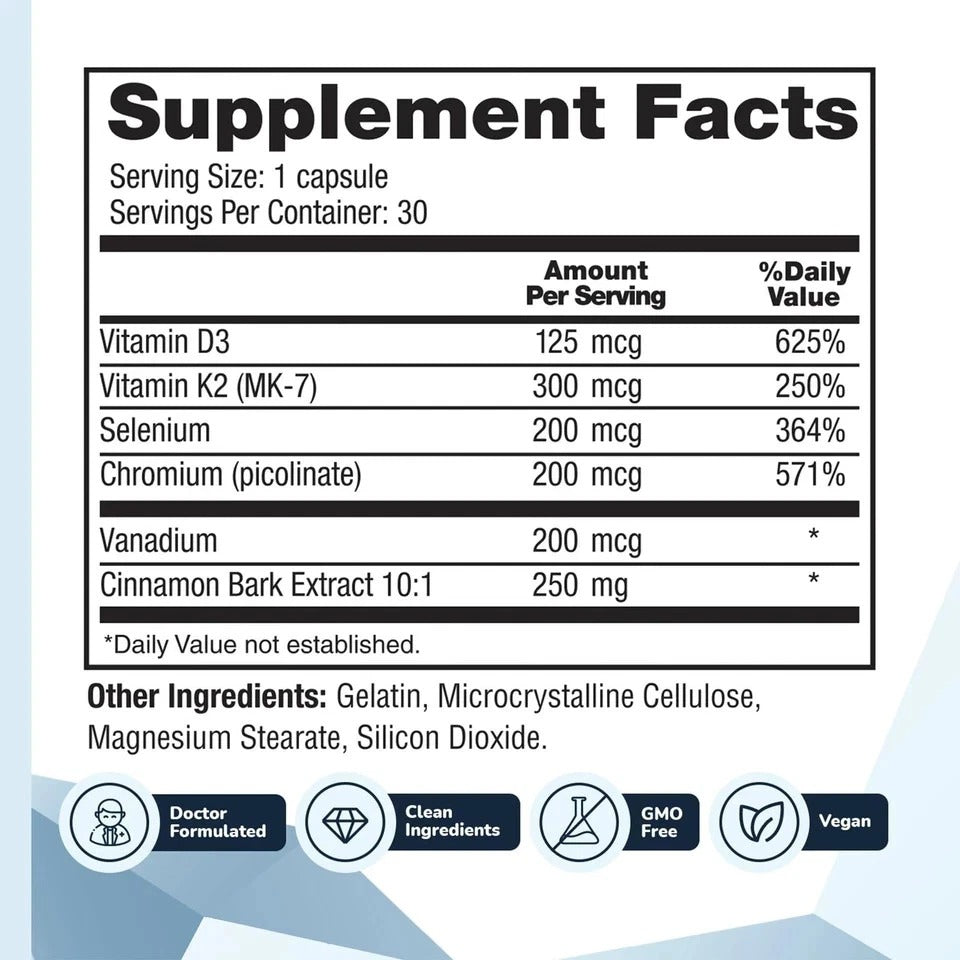 CinnaChroma 30 Caps Cinnamon Extract Sugar Support