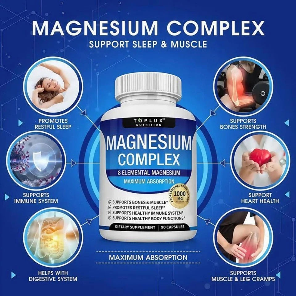 TopLux Magnesium Complex 1000mg, 90 Capsules